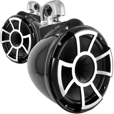 REV 10 B-SC V2 MINI | REV Series 10″ Black Tower Speaker With TC3 Mini Swivel Clamps For Tube Diameter 1” To 1 7/8”