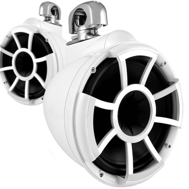 REV 10 W-SC V2 MINI | Revolution Series 10″ White Tower Speaker With TC3 Mini Swivel Clamps For Tube Diameter 1” To 1 7/8”