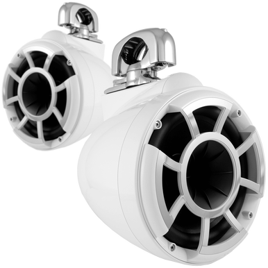 REV 8 W-SC V2 | Wet Sounds Revolution Series 8″ White Tower Speaker With TC3 Swivel Clamps For Tube Diameter 1 7/8” To 3”
