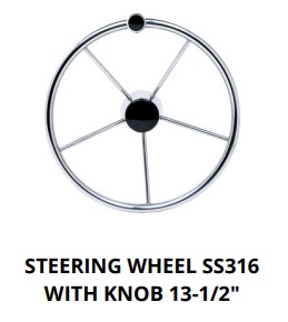 STEERING WHEEL SS316 WITH KNOB 13-1/2″