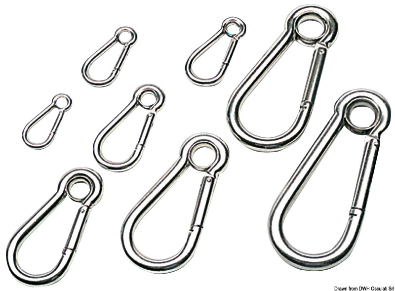 Carbine hooks made of mirror polished AISI 316 SS