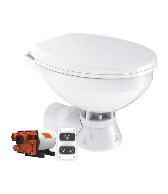 Model -SFMTE2-04-R-24V-SEAFLO Quiet Flush Electric Toilet-Seawater(Regular)